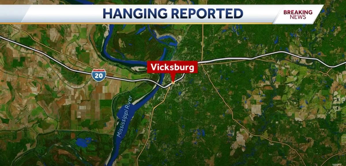 Map shows where Cory Zukatis was hanged in Mississippi.
