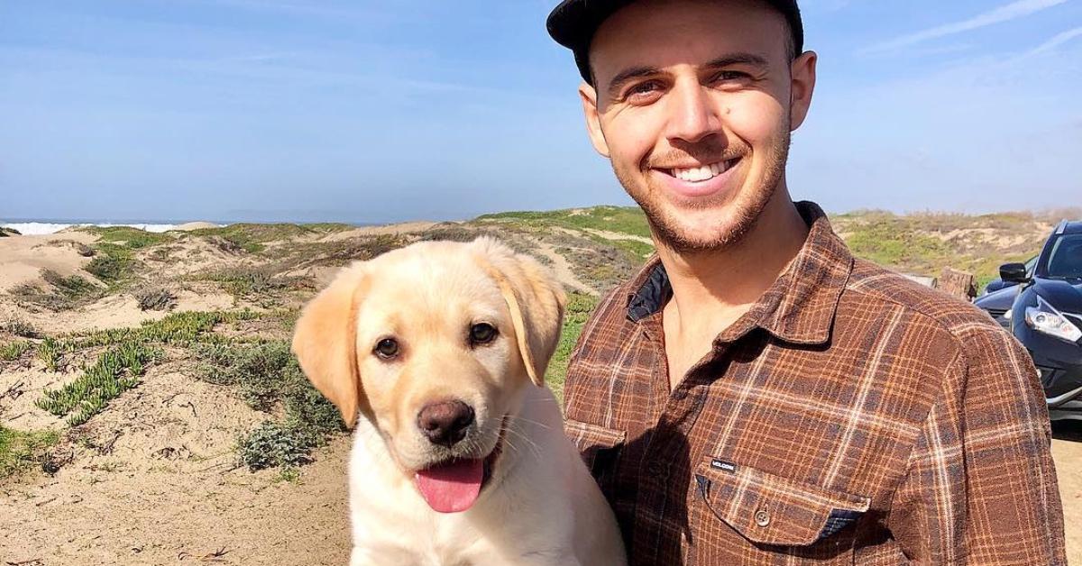 Trevor Jacob shows off a new puppy pal.