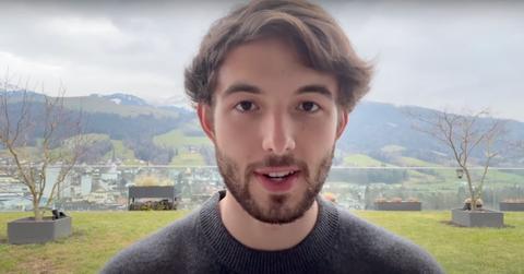 Landon Nickerson sitting in his backyard.