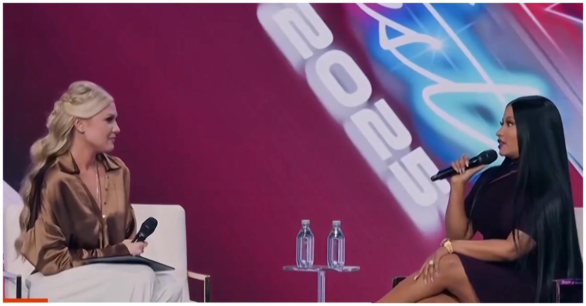 (l-r): Erika Kirk interviewing Nicki Minaj at a Turning Point USA event