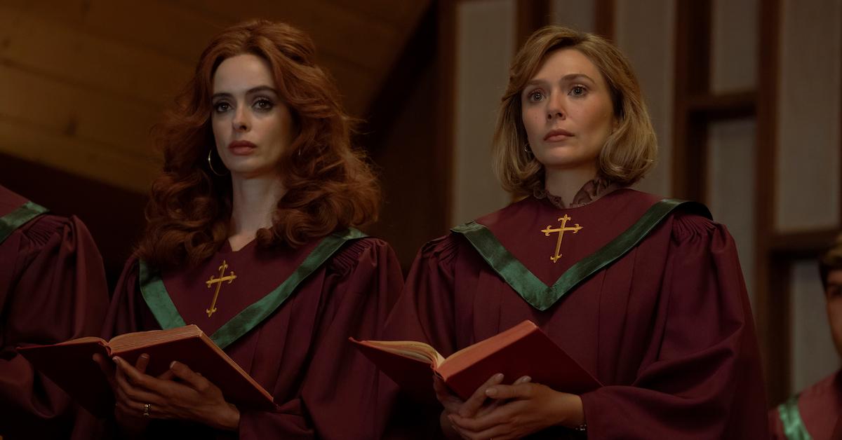 Krysten Ritter as Sherry and Elizabeth Olsen as Candy in 'Love & Death'