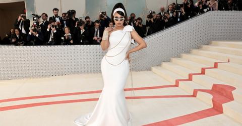 la la anthony arriving at the 2023 met gala