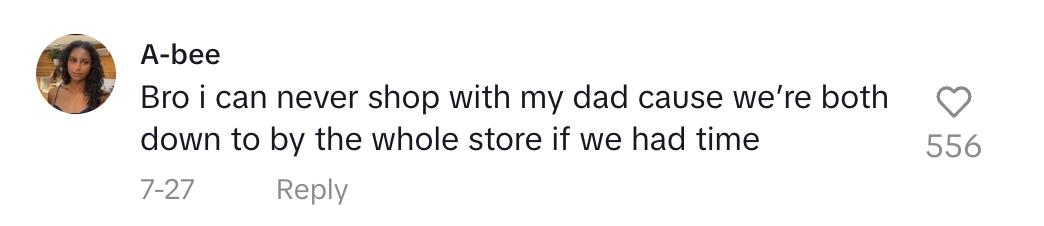 tiktok comment grocery shopping with dad