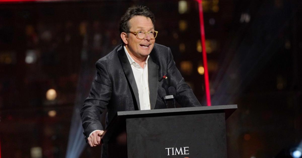 Michael J. Fox speaks onstage at the 2024 TIME100 Gala at Jazz at Lincoln Center.