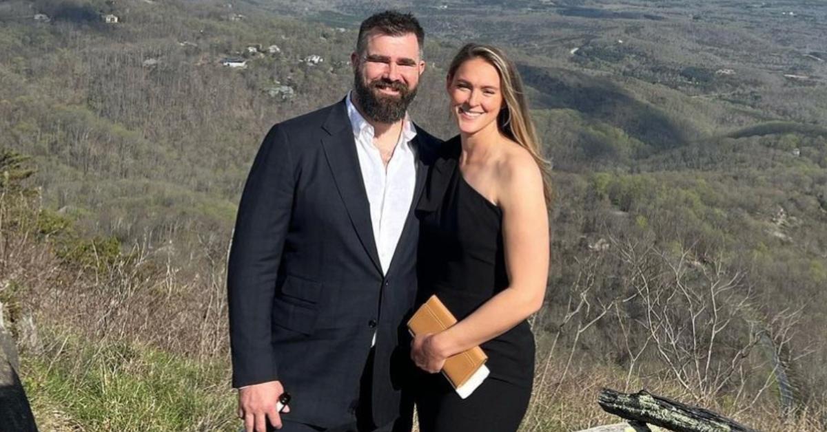 Jason Kelce and his wife attending a wedding.