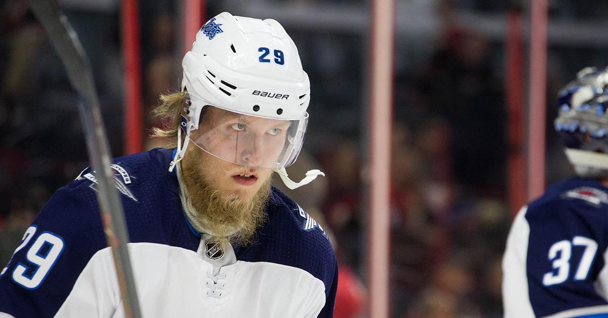 Patrik Laine playing with the Winnipeg Jets in 2018. 