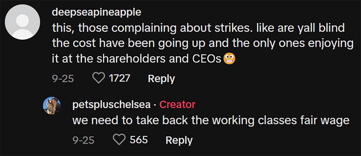 Comments on tiktok about fair wage and cost of living