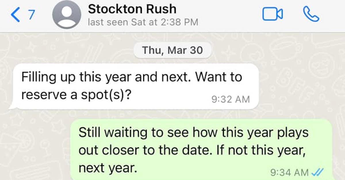 texts between Jay Bloom and Stockton Rush