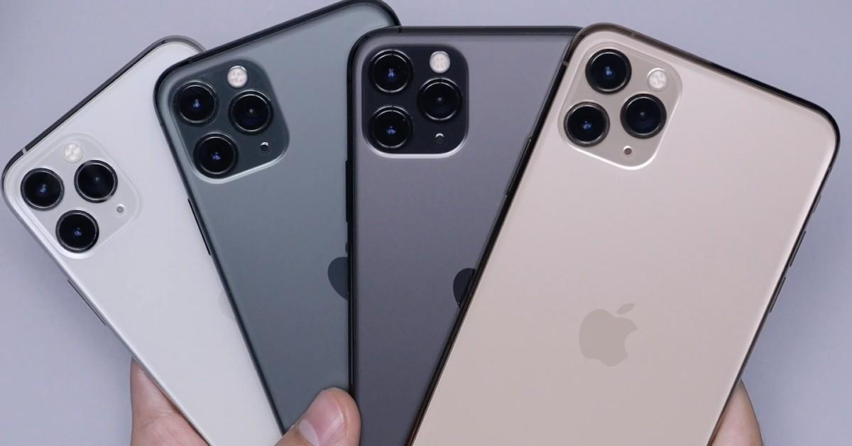 A cluster of Apple iPhones