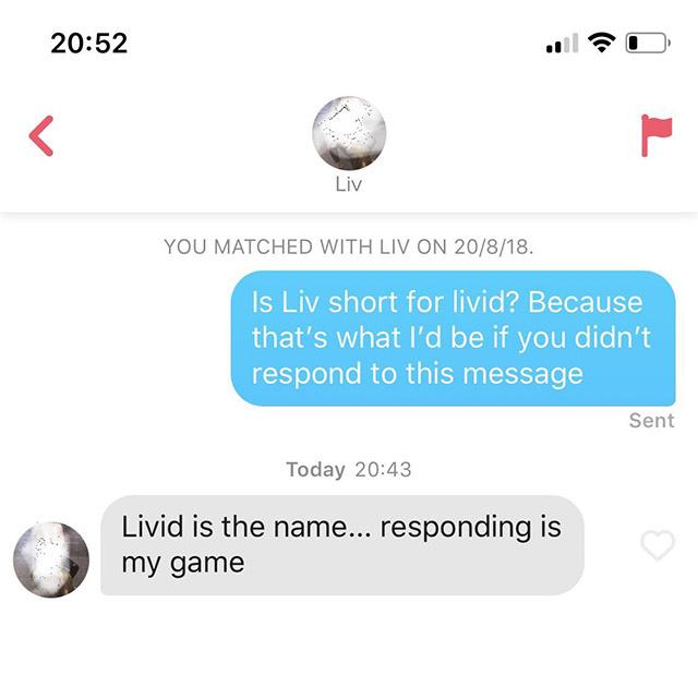 tinder pick up lines liv