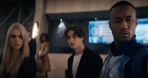 (L-R) Cate, Sam, and A-Train standing in Vought Tower in Season 4 of 'The Boys.'