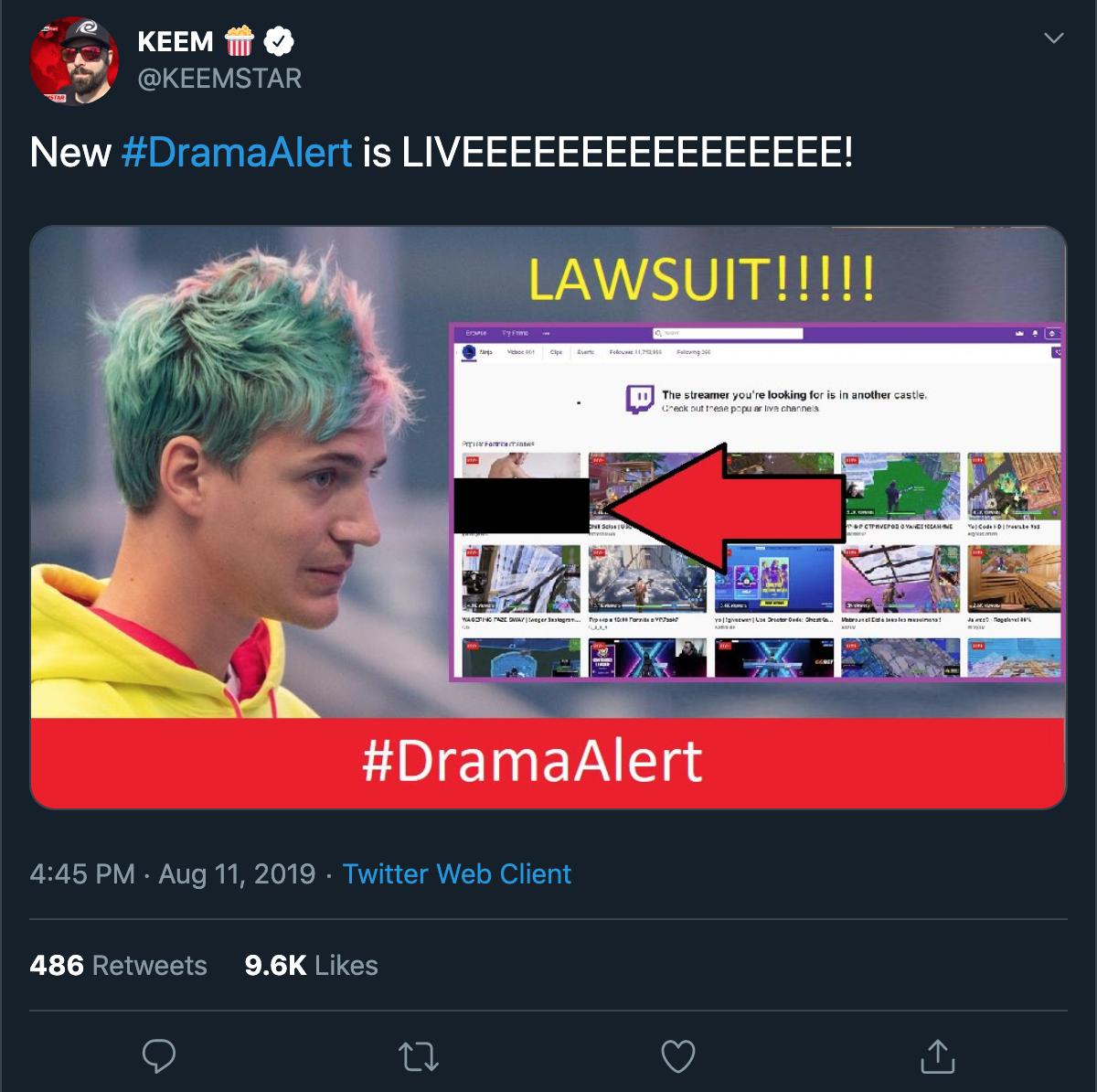 ninja twitch drama lawsuit