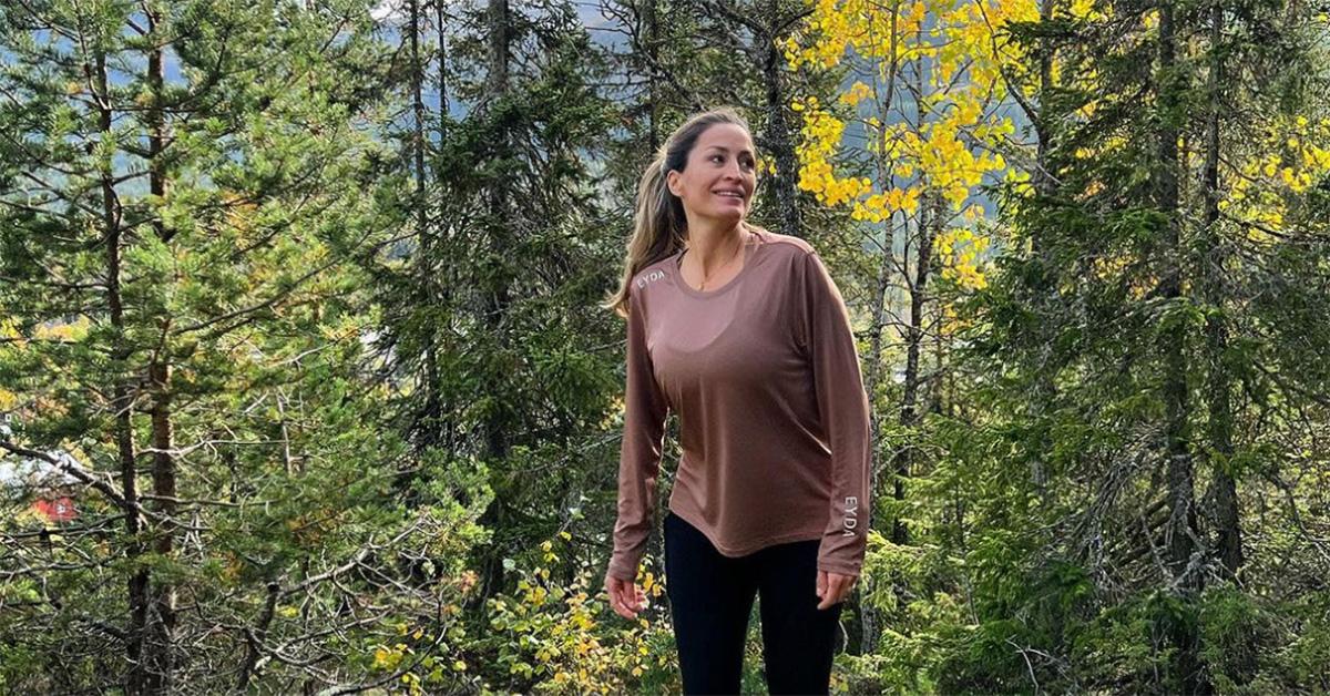 Rebecca Loos on a hike in the woods. 