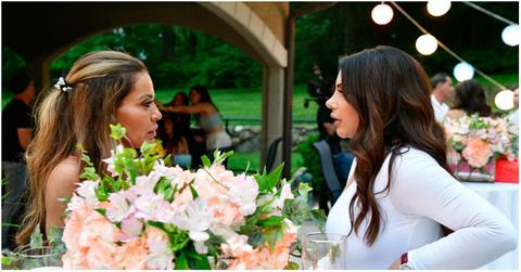 Dolores Catania (L) and Jennifer Aydin (R) filming a scene of 'RHONJ'