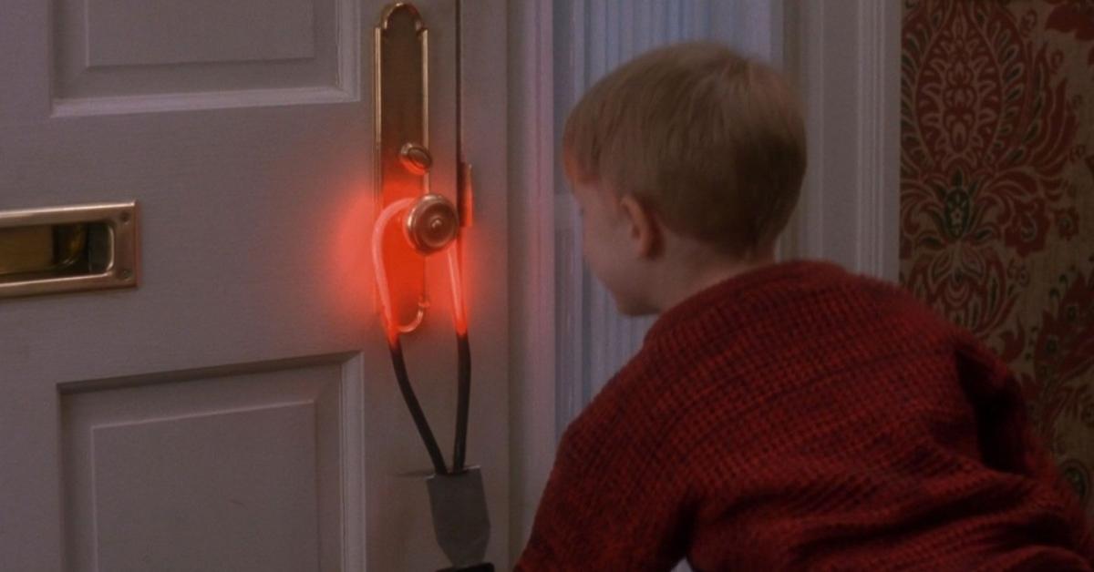 Kevin makes the door knob hot in Home Alone