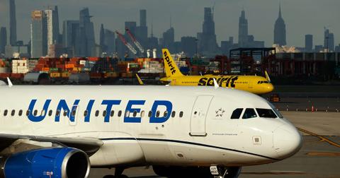 A United plane at the airport in New York City.