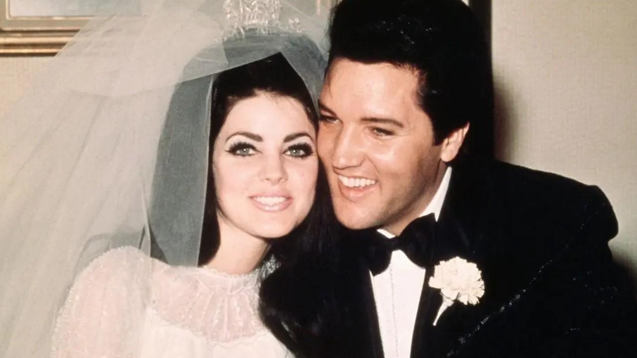 Elvis and Priscilla Presley on their wedding day