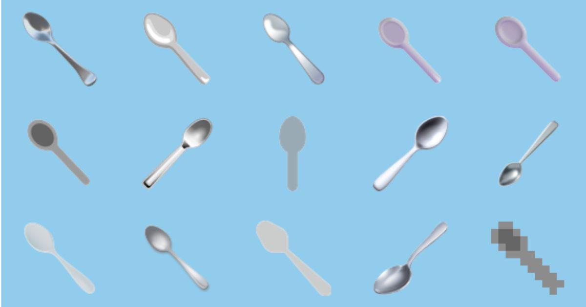 A lineup of different spoon emojis. 