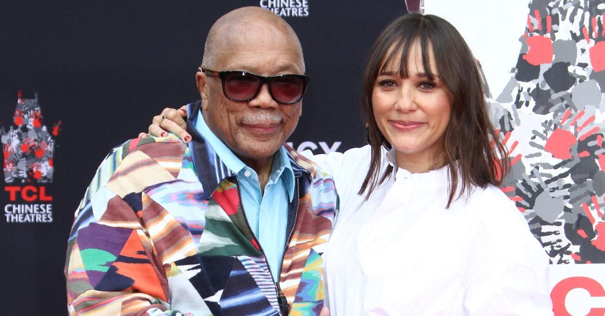 Rashida Jones with her father, Quincy Jones, at an event.