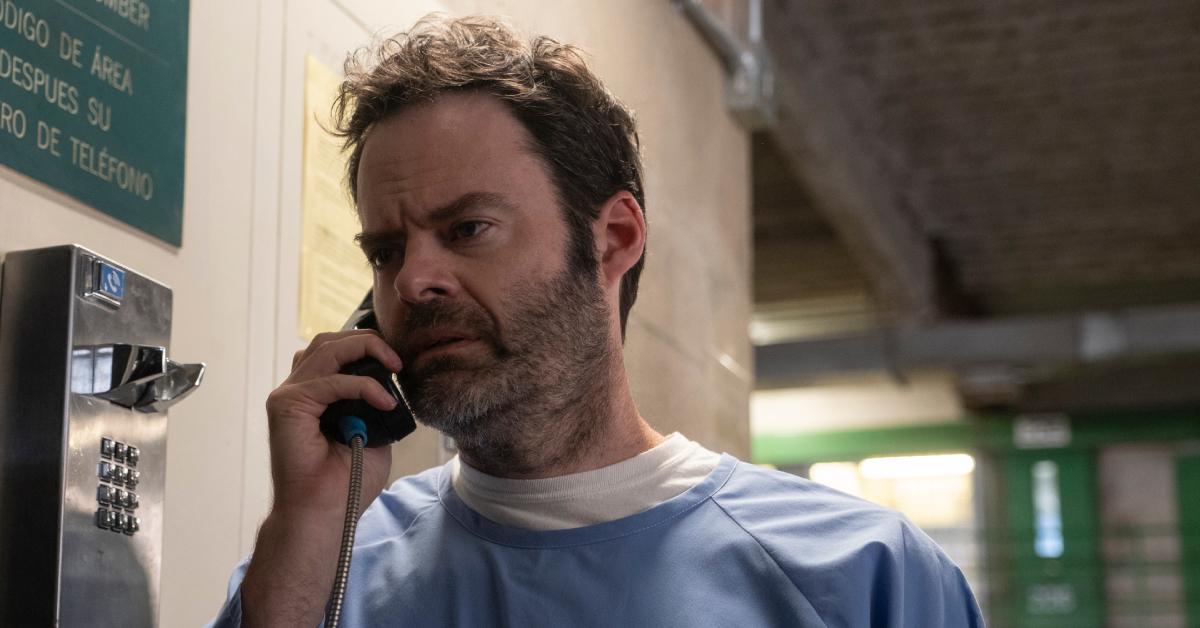 Barry (Bill Hader) talking on the phone in prison in Season 4 of 'Barry'