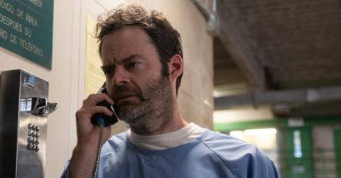 Barry (Bill Hader) talking on the phone in prison in Season 4 of 'Barry'