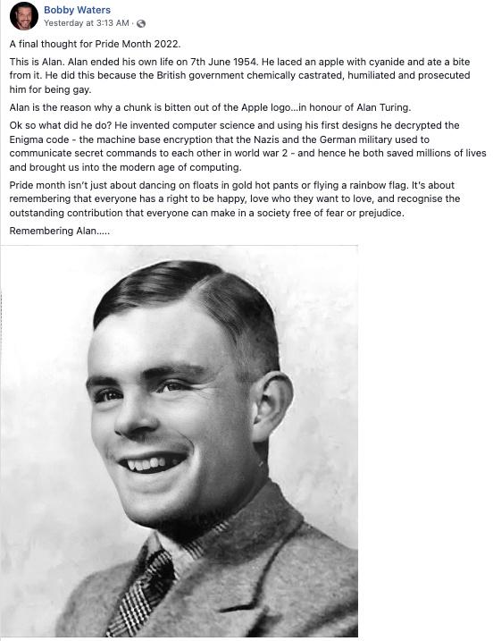 Is the Facebook Post About Alan Turing's Life and the Apple Logo Truthful?