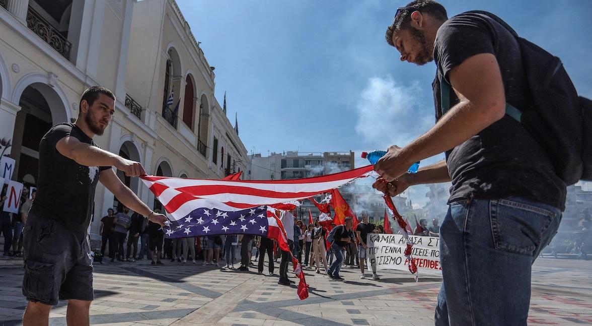 american flag burning