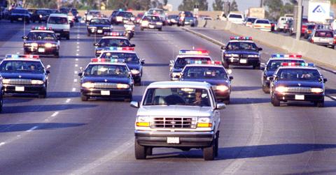 The Ford Bronco on the LA Freeway during the infamous car chase.