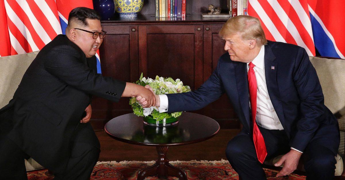 Donald Trump meets with Kim Jong Un in 2018.