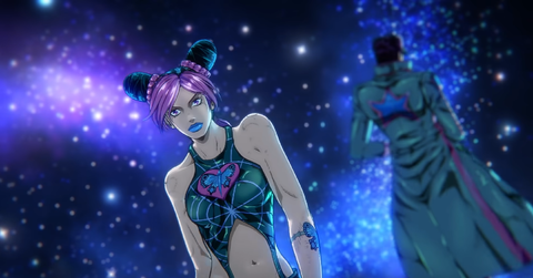 Jolyne Cujoh and Jotaro Kujo