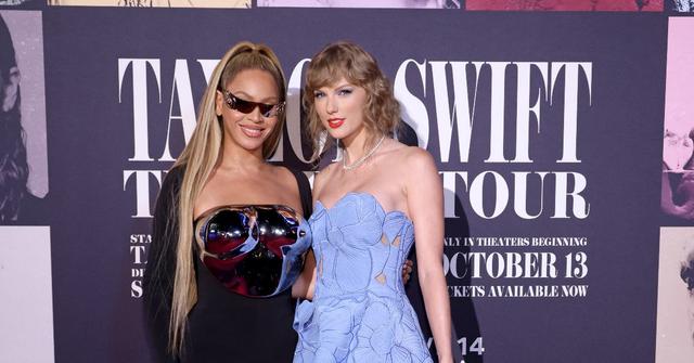 Beyoncé and Taylor Swift at the "Taylor Swift: The Eras Tour" movie premiere