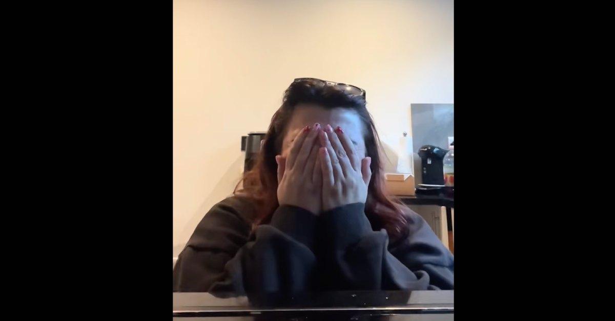 This woman child locks her dinner in the oven and can't get it open.