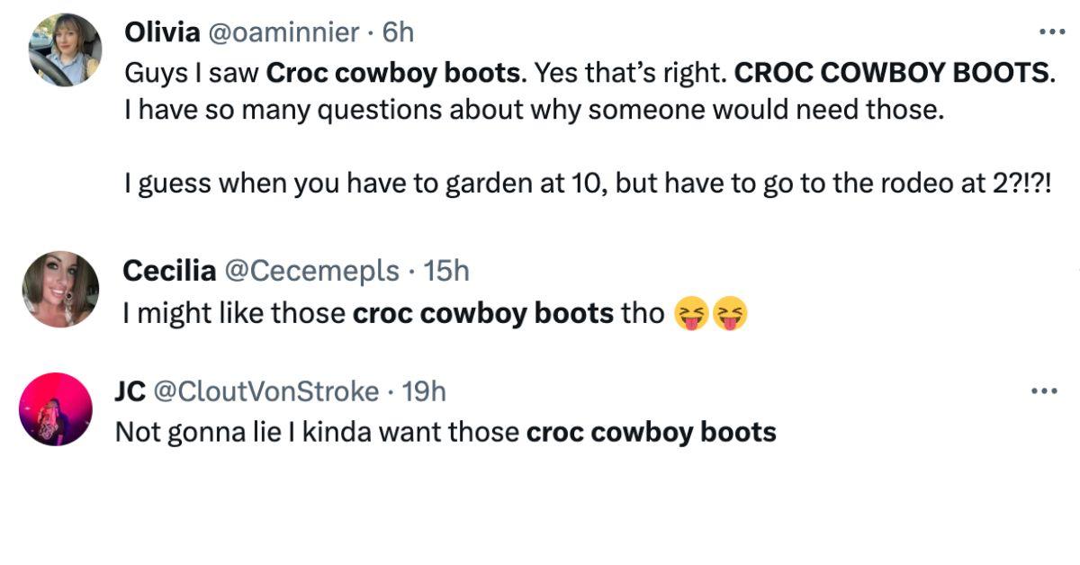 Users on Twitter have been talking about the croc cowboy boot since it's Thursday release on October, 5