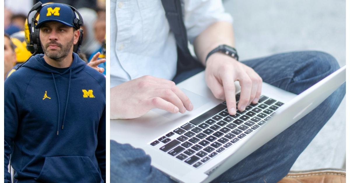 (L-R): Matt Weiss at the University of Michigan; a man types on a laptop