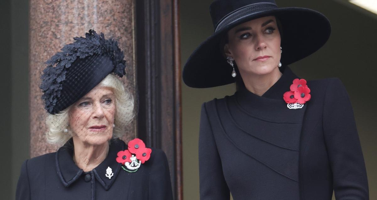 Camilla, Queen Consort and Kate Middleton at the National Service Of Remembrance at The Cenotaph in 2022