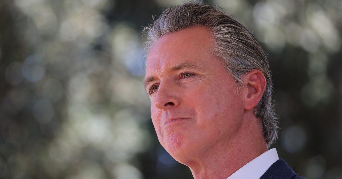 Gavin Newsom at a public speaking event.