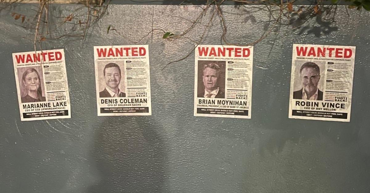 Banking CEO wanted posters