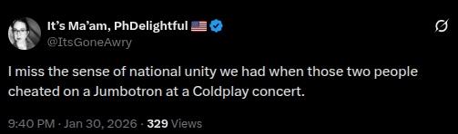 X post about the couple from the Jumbotron at the Coldplay concert.