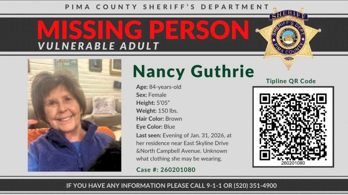 Missing Person flyer for Nancy Guthrie