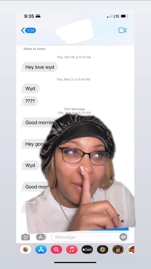 A woman's screenshotted texts from her ex