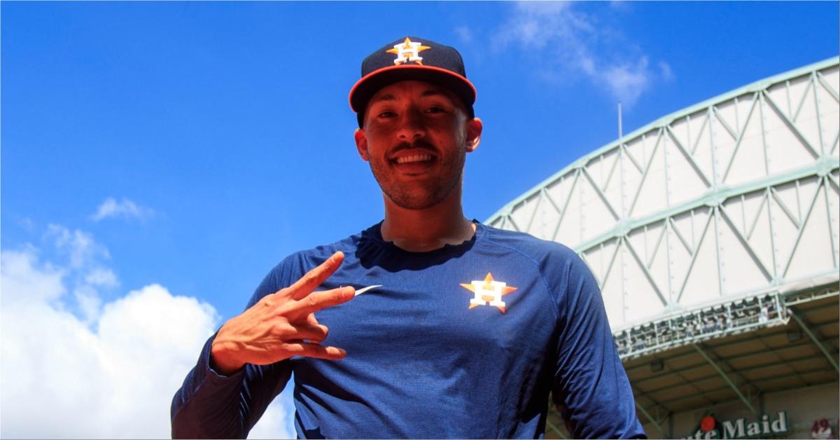 Carlos Correa plays for the Huston Astros in 2021.