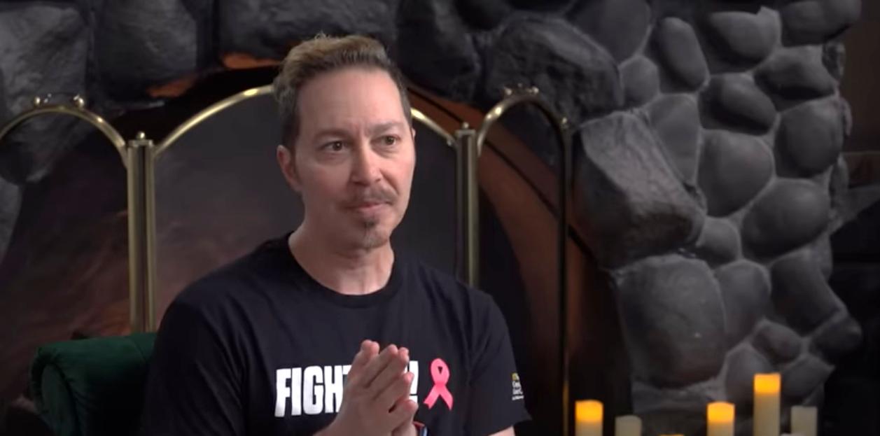 Sam Riegel in the video informing viewers of his cancer diagnosis