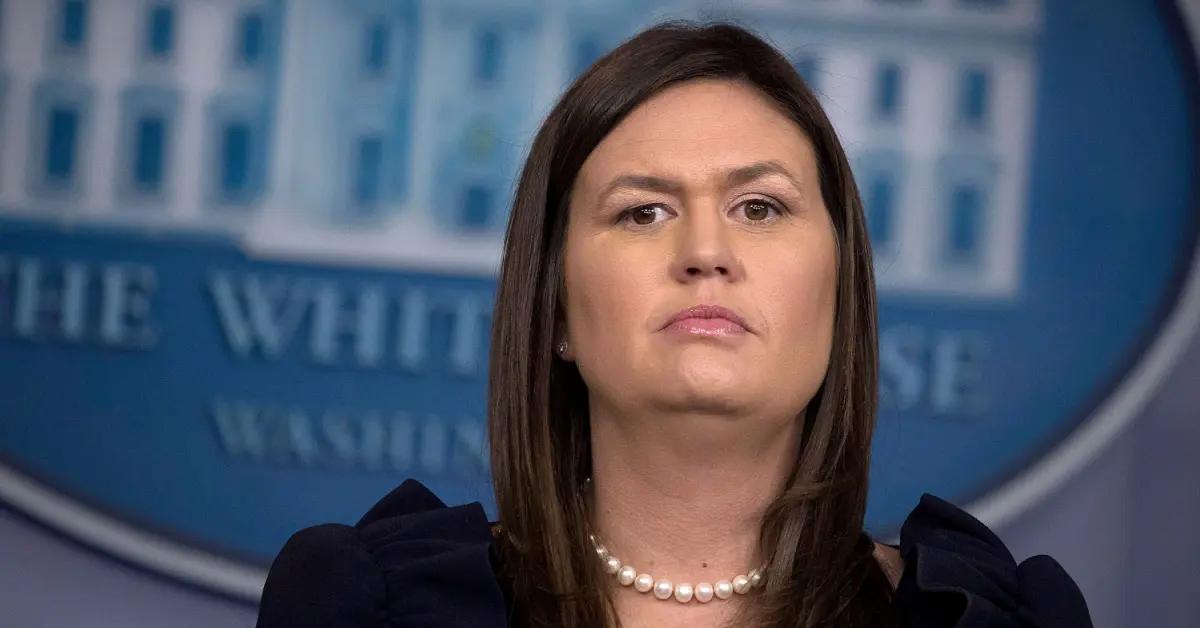 Sarah Sanders Huckabee at White House press event.