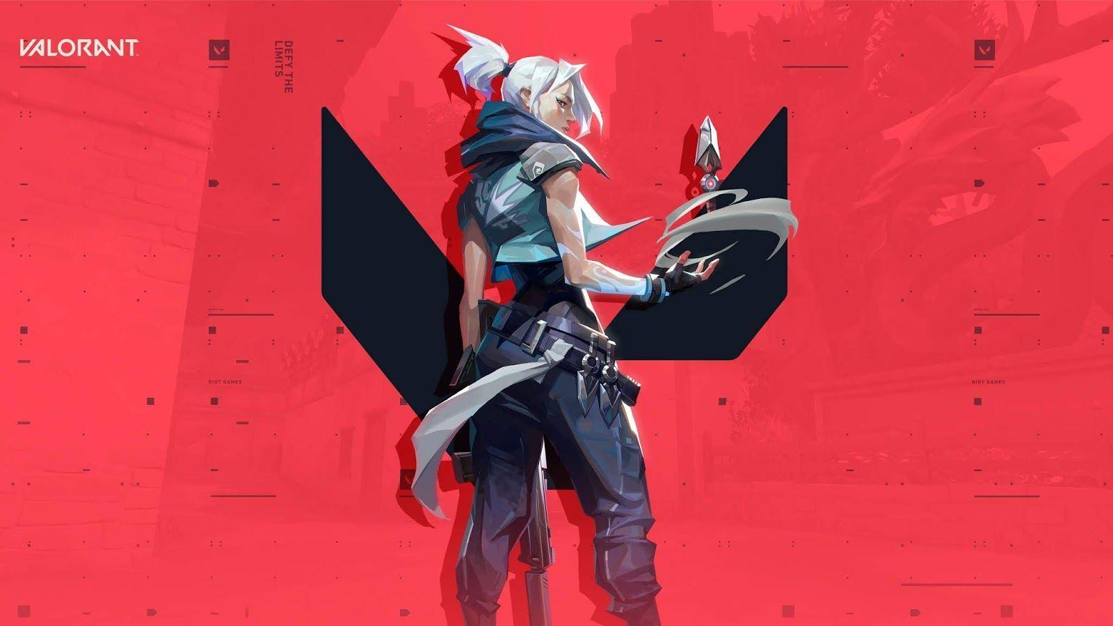 'Valorant' promo art showing a character posing in front of the game's logo.