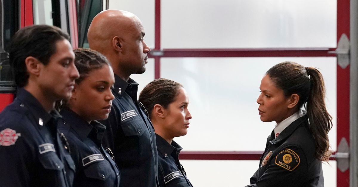 (l-r): CARLOS MIRANDA, BARRETT DOSS, JASON GEORGE, JAINA LEE ORTIZ, MERLE DANDRIDGE on 'Station 19'