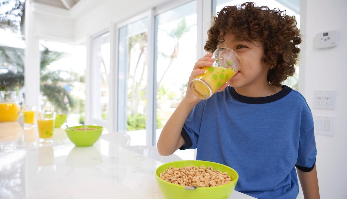 A child enjoying breakfast