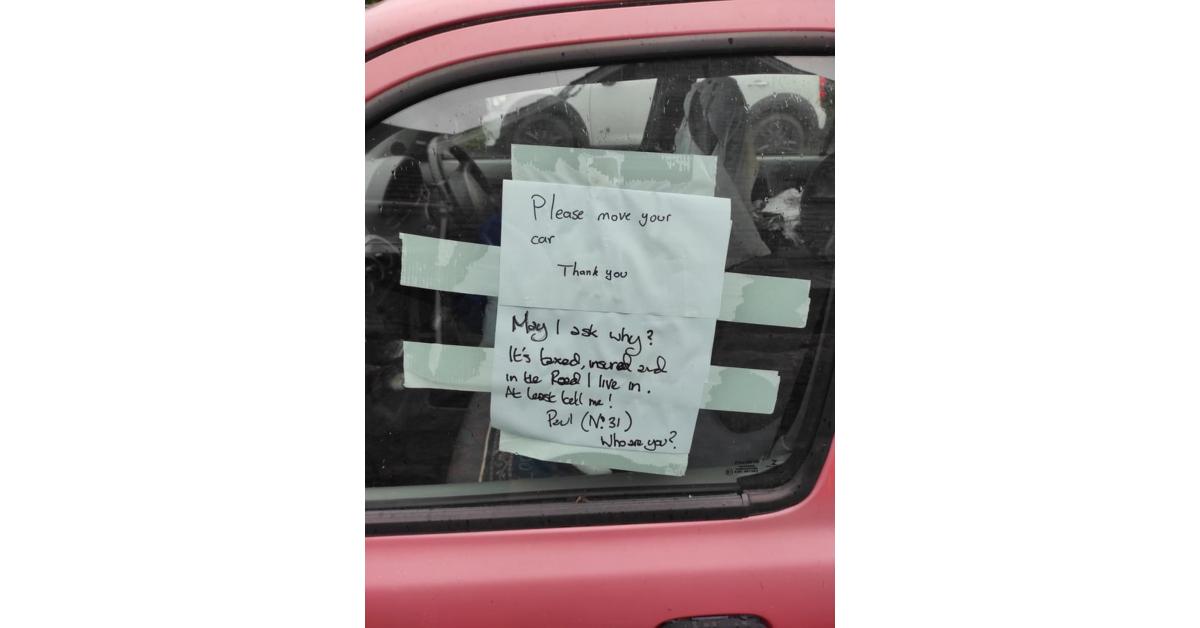 Car Owner Responds to Passive Aggressive Note on Window