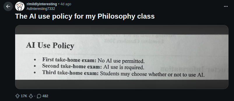 Philosophy Professor Lets Students Use AI on Take-Home Exams