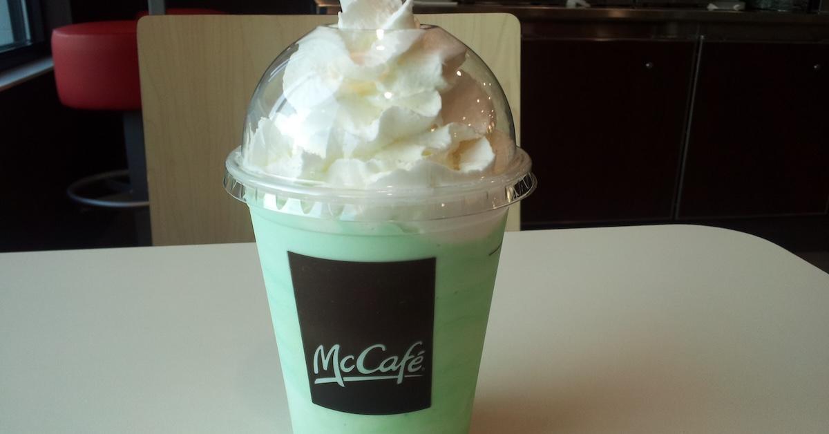 A Shamrock Shake on a table