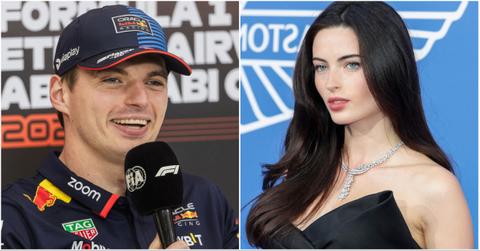 Max Verstappen and Kelly Piquet in a side by side collage